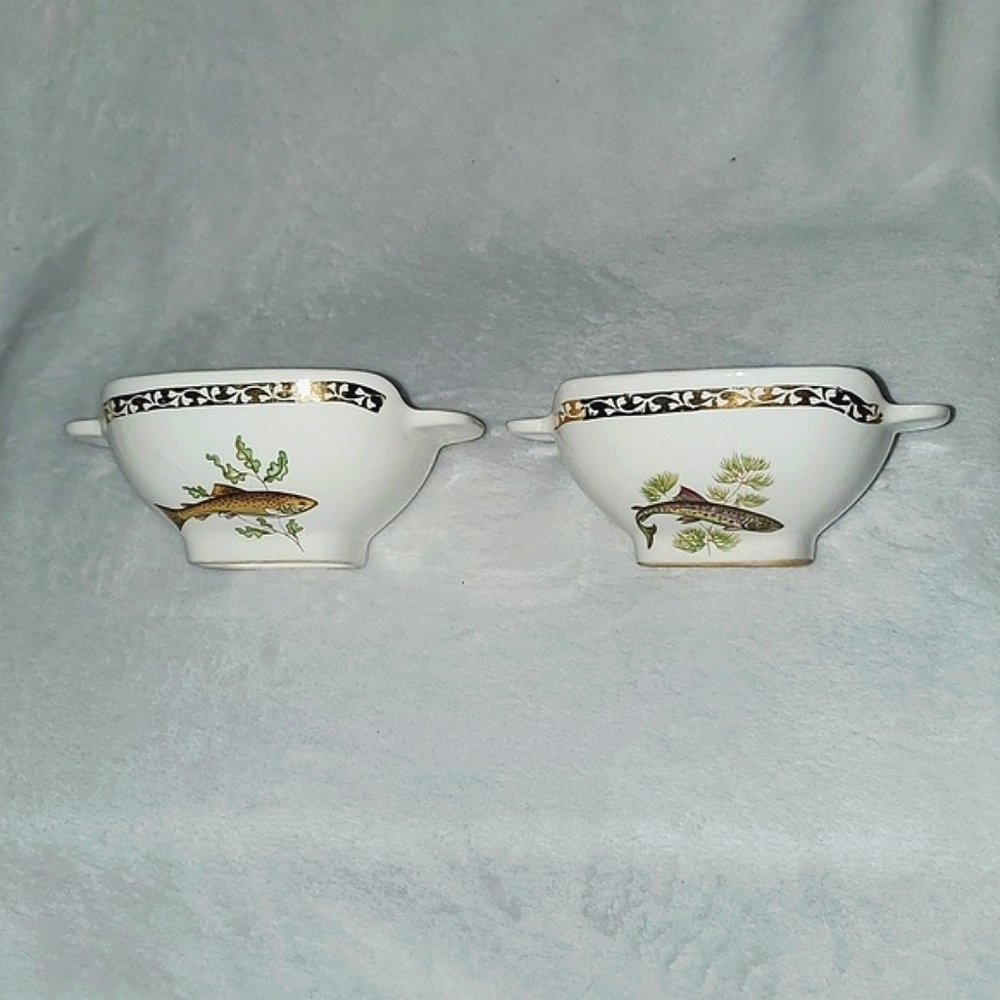 Longchamp Set of Two Rare Vintage Fish Design Bowls